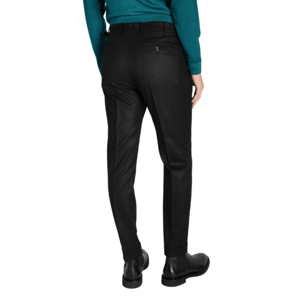 Berwich Slim Zwart Wollen Broek Black Heren