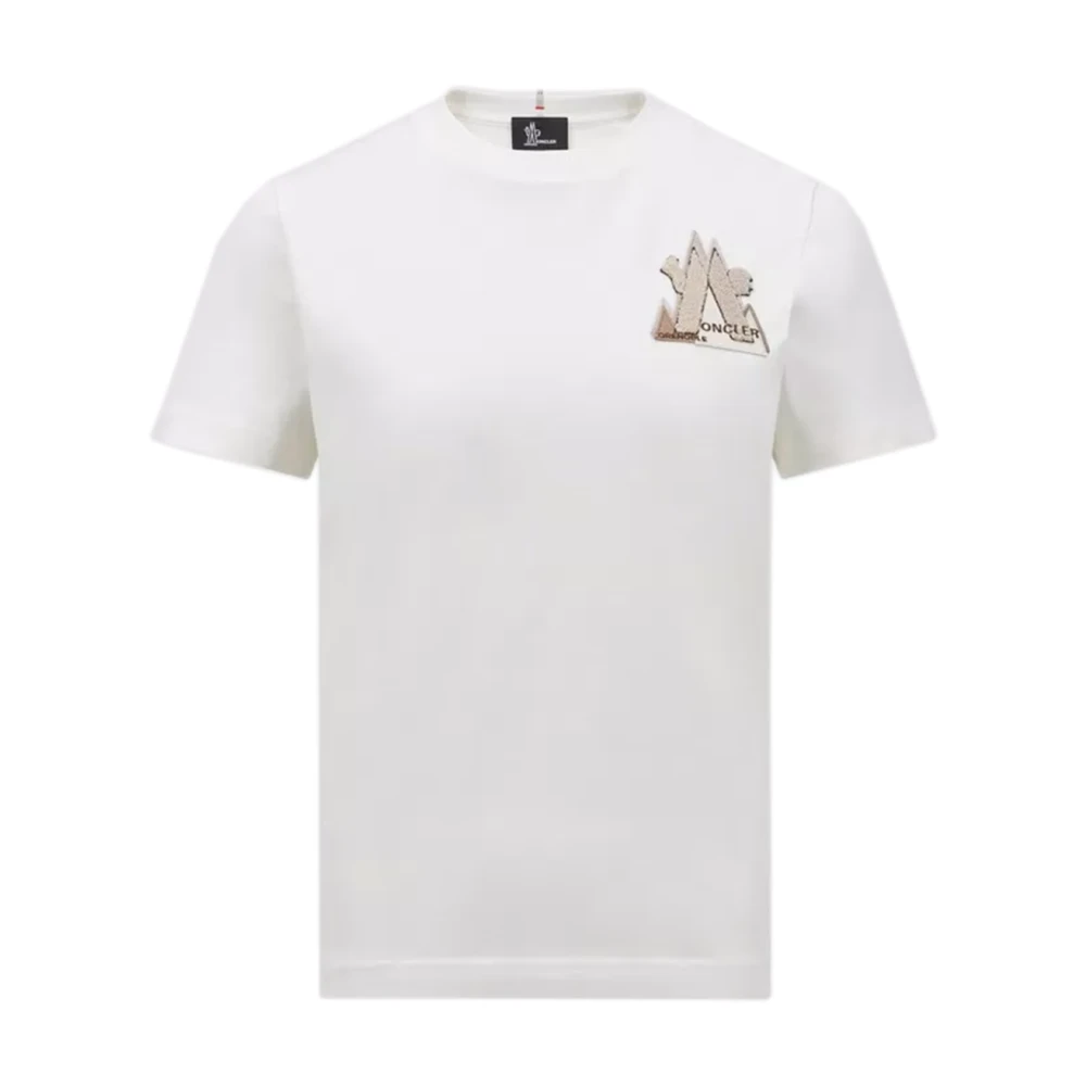 Moncler Wit Logo Patch Crew Neck T-shirt White Dames