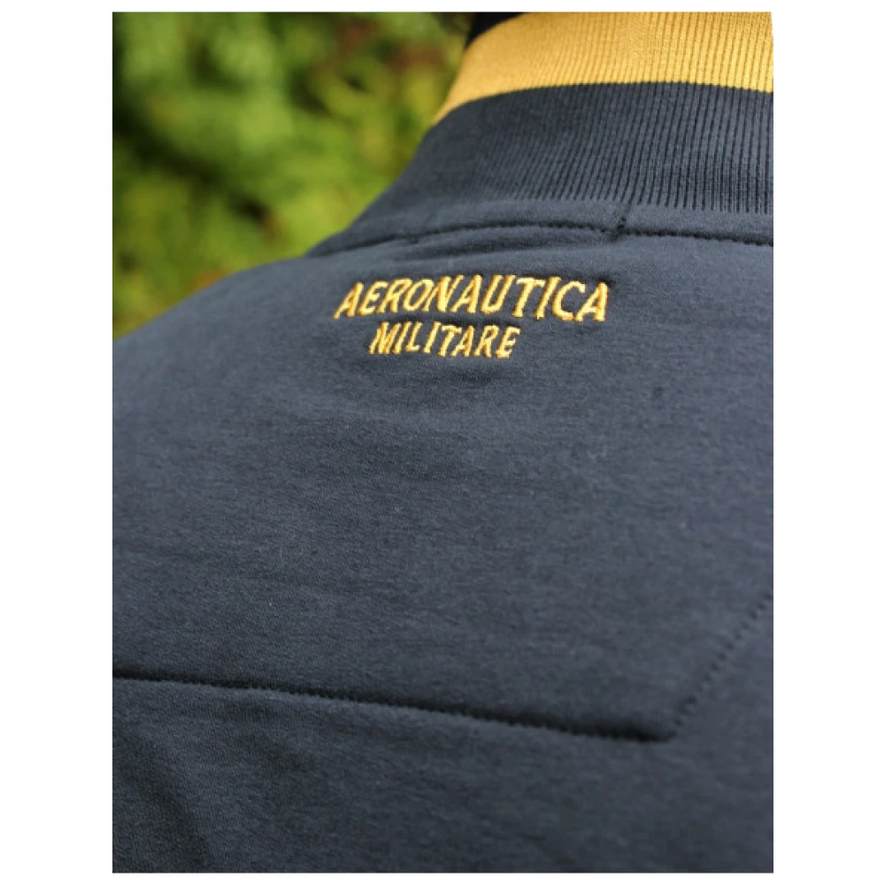 aeronautica militare Ritssluiting Katoenen Jas met Geborduurd Embleem Blue Heren