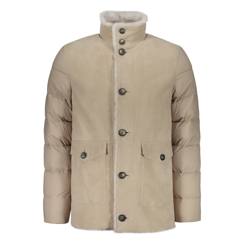 Herno Shearling Donsjas met Opstaande Kraag Beige Heren