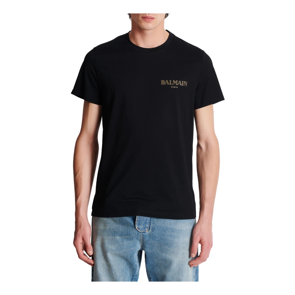 Balmain T-shirt met vintage gel logo Black Heren