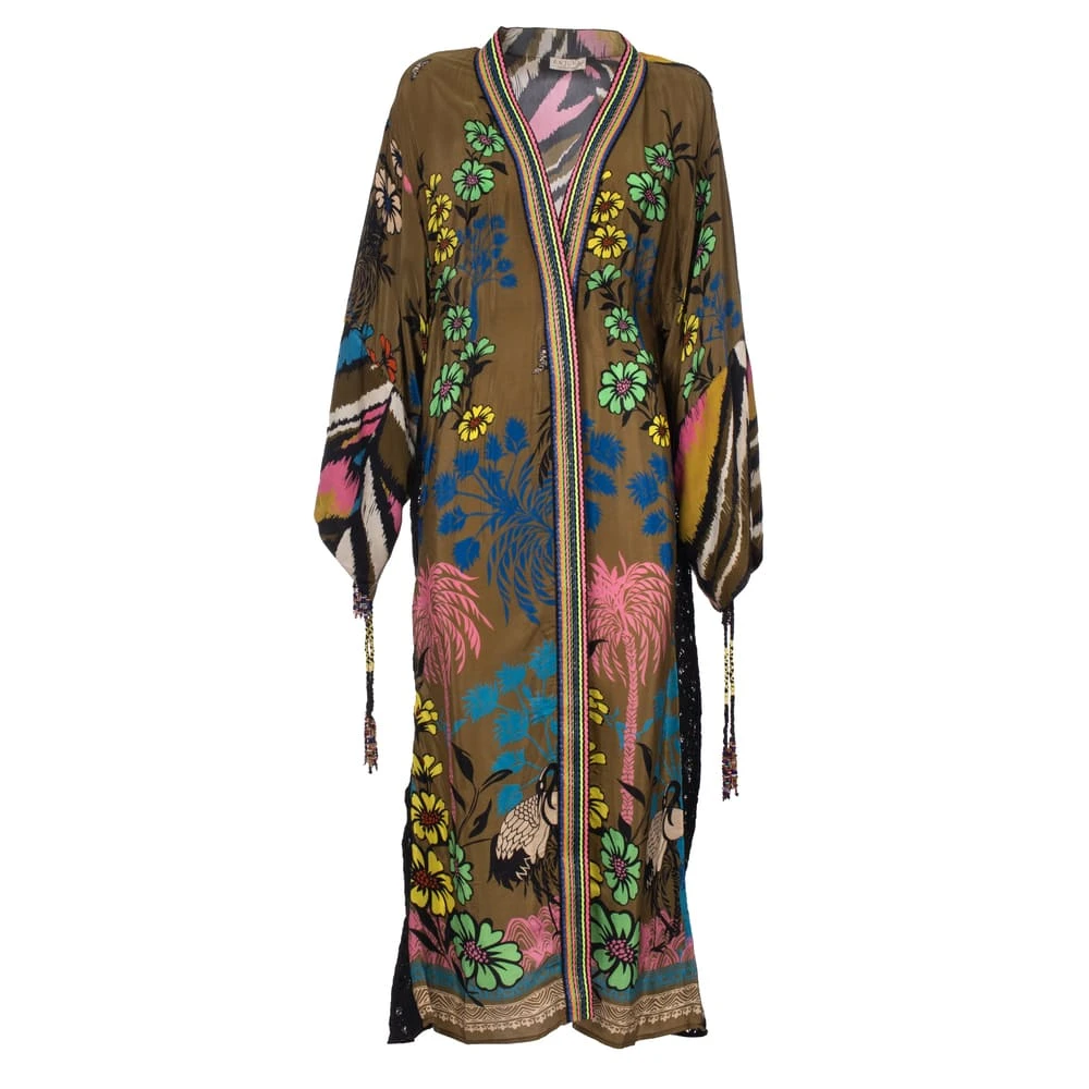 Anjuna Färgglad Kimono Klänning med Asymmetrisk Nederkant Multicolor, Dam