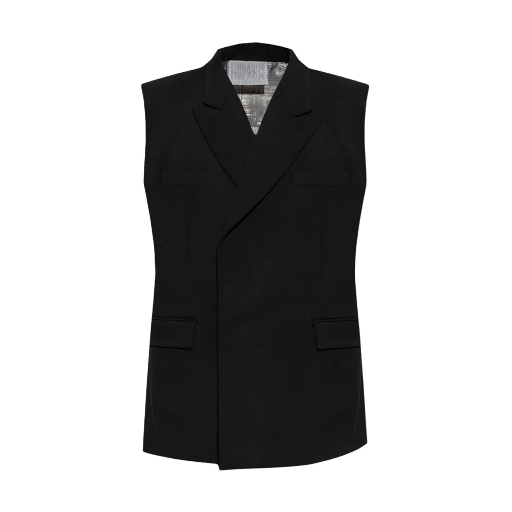 Vtmnts Men's Black Waistcoats, M, Double-Breasted Vest