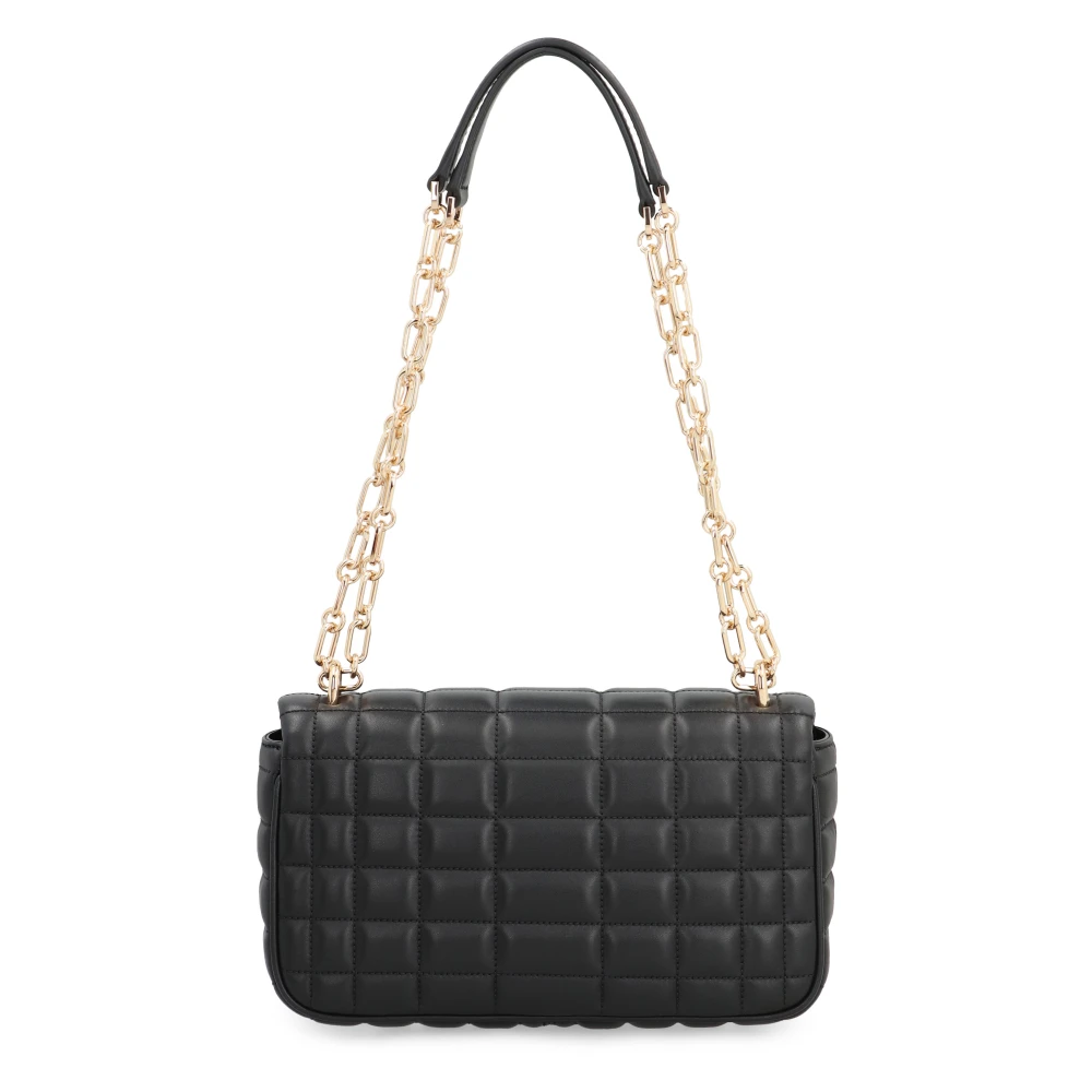 Michael Kors Gewatteerde leren schoudertas met kettingriem Black Dames