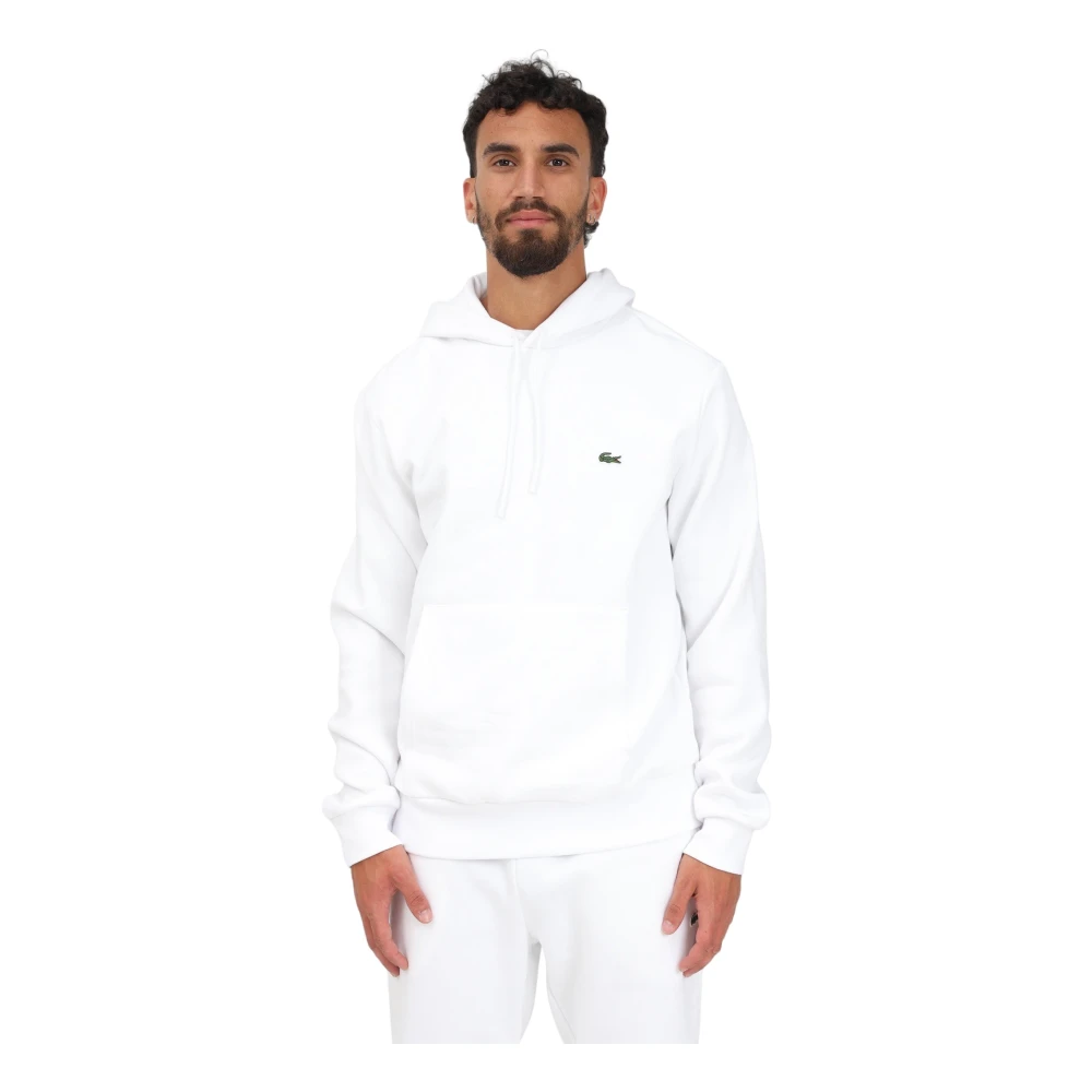 Lacoste Vit Huva Tröja - Stilren och Bekväm White, Herr