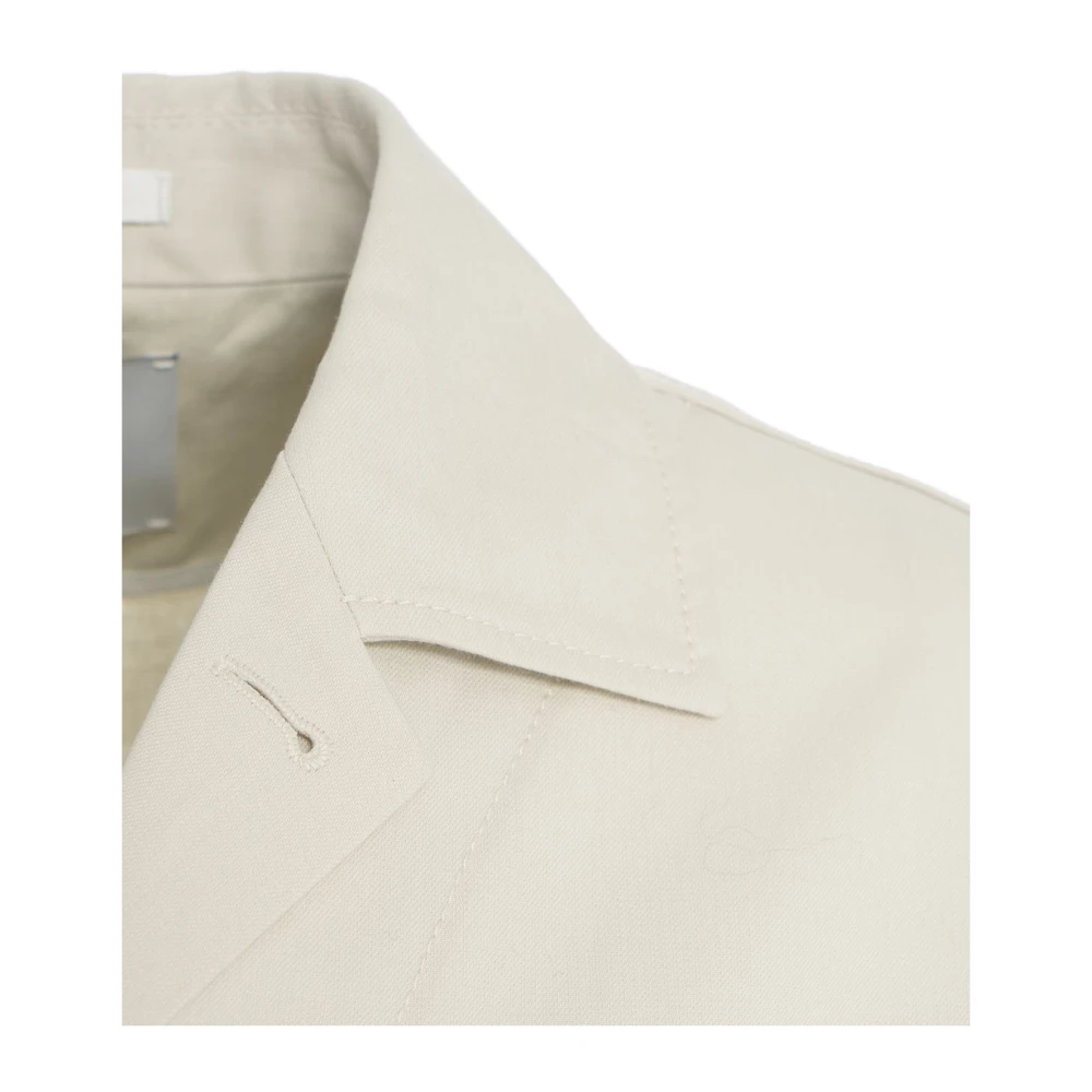 Paolo Pecora Beige Linnen Blend Overshirt Jas Beige Heren