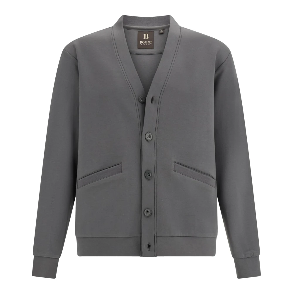 Boggi Milano Katoenen Cardigan Sweater Gray Heren