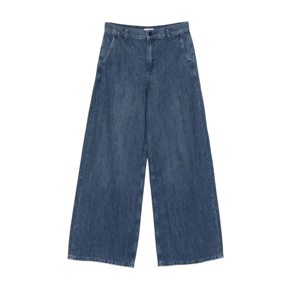 Liu Jo Donna Blu Jeans A Zampa Con Strass