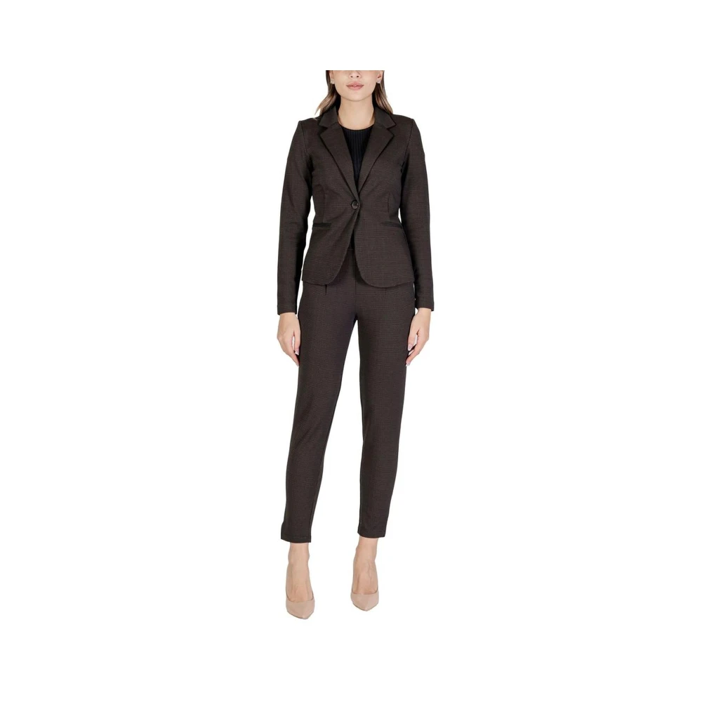 Ichi Bruine Blazer met Elastaanmix Brown Dames