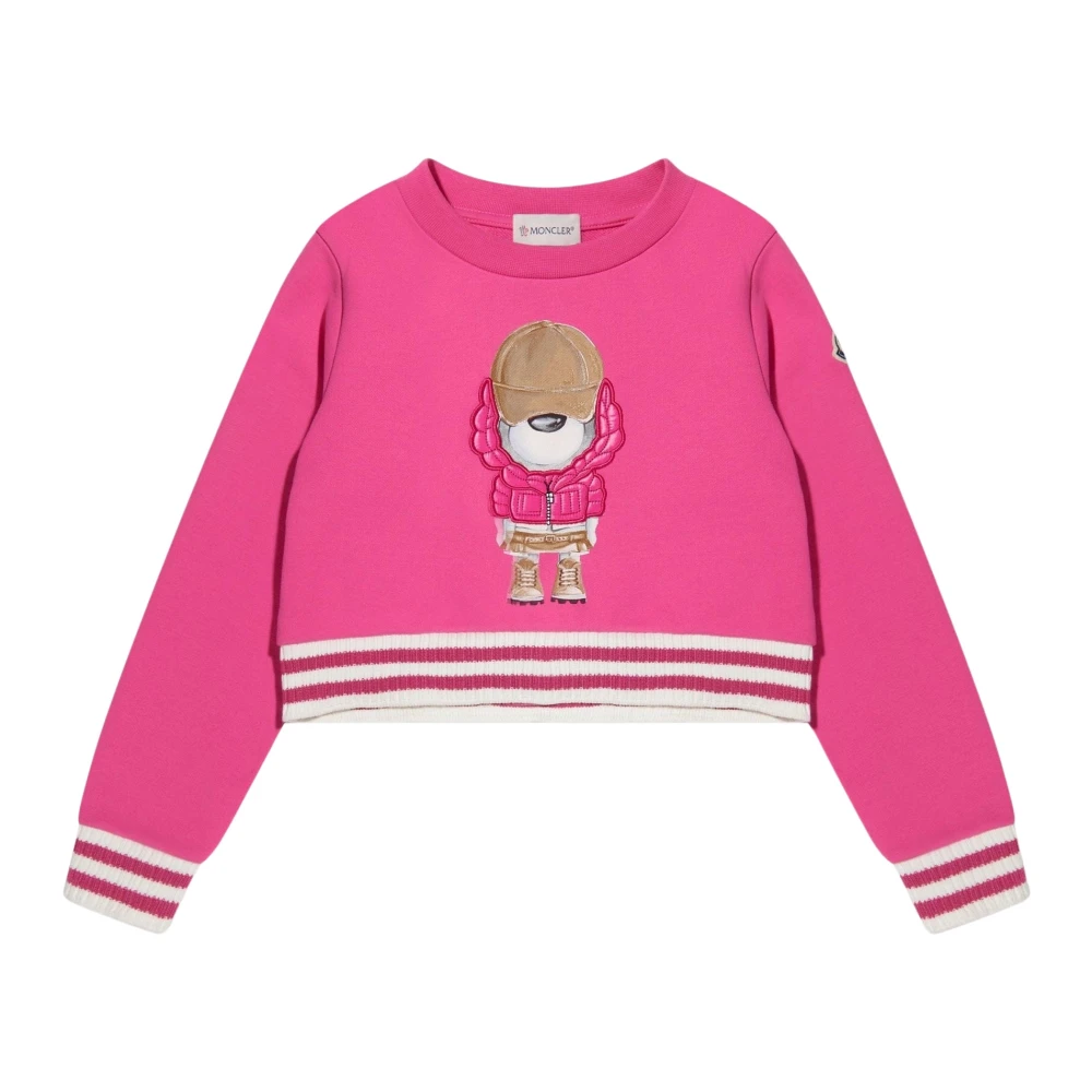 Moncler Girls Pink Kids Sweatshirts, 8 Y, Bear Print Sweatshirt