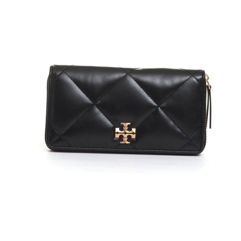 TORY BURCH Zwarte Rits Continental Portemonnee Elegante Stijl Black Dames