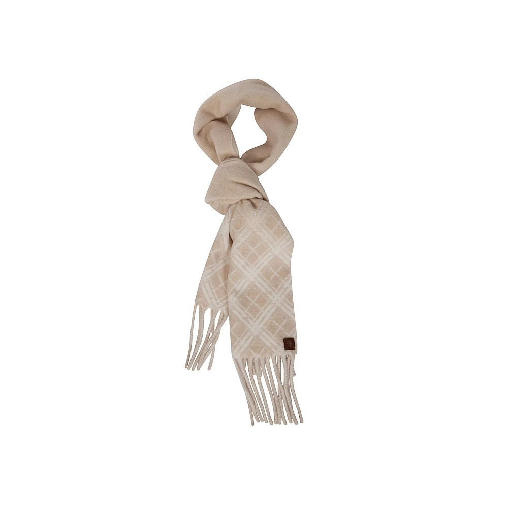 Eleventy Men's Beige Winter Scarves, One Size, Check Scarf