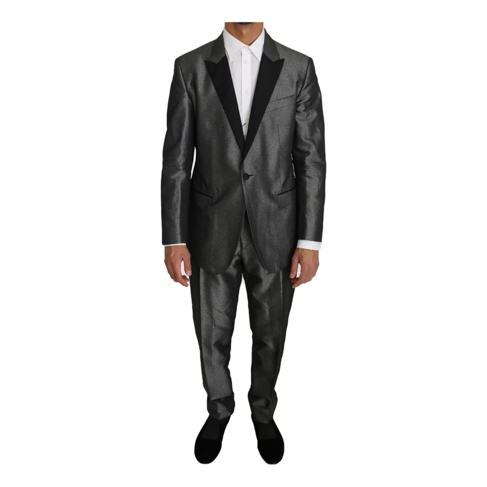 Dolce & Gabbana Uomo Grigio Abito A Fantasia Slim Fit
