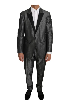 Grå Mönstrad Slim Fit Kostym