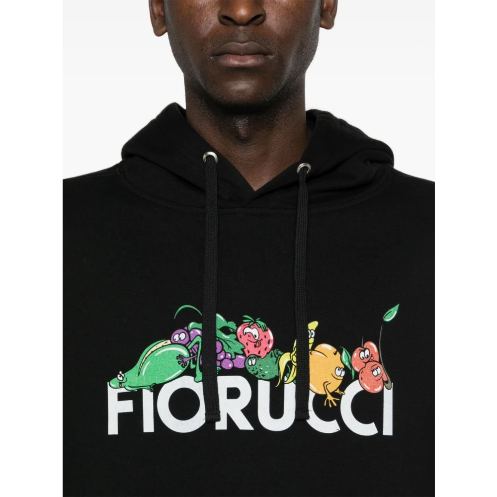 Fiorucci Zwarte hoodie met fruitprint Black Heren