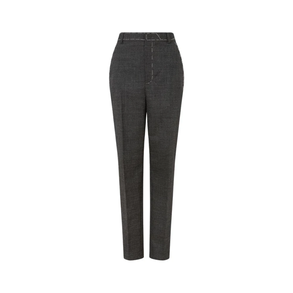 Moschino Women's Gray Embroidered Wool Canvas Pants
