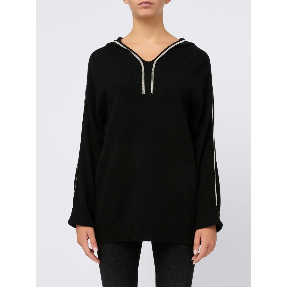 D.Exterior Hoodie van kasjmier zwart Aw24 Black Dames
