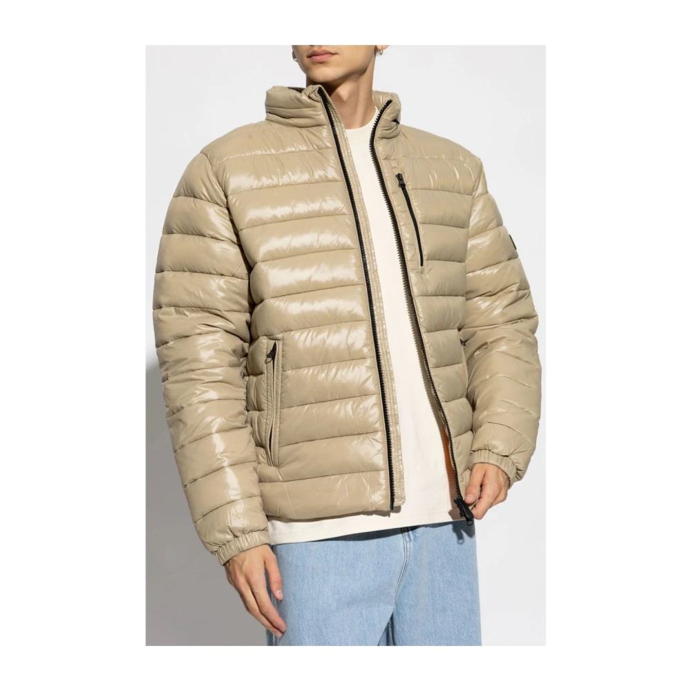 Save The Duck Gewatteerde Jas Hoge Hals Rits Beige Heren