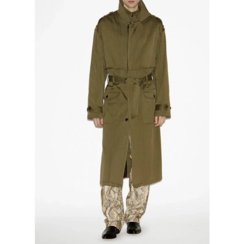 Isabel marant Katoenen Trenchcoat met Dubbele Kraag Brown Heren