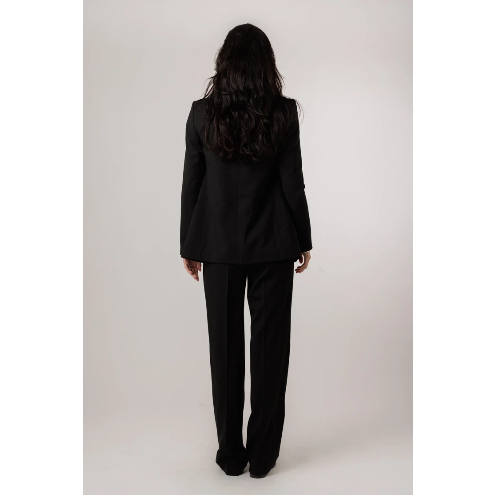 closed Zwarte Blazer met Revers Kraag Black Dames