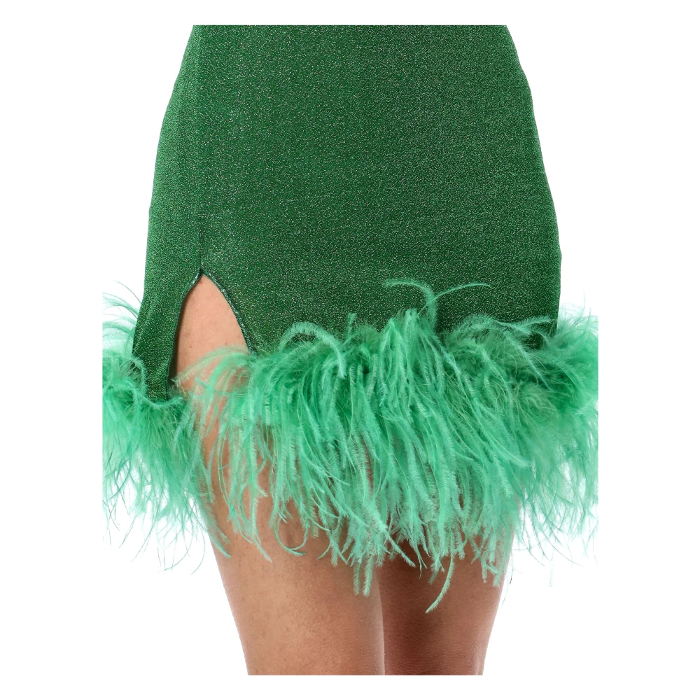 Oseree Smaragdgroene Plumage Mini Jurk Green Dames