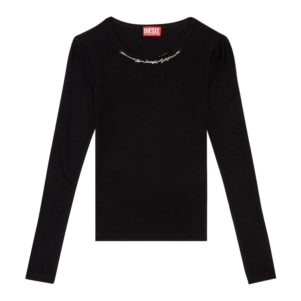 Diesel Long-sleeve top with chain necklace Black Dames