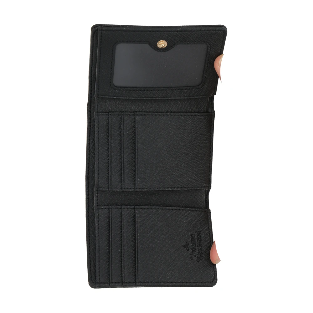 Vivienne Westwood Tri-fold Portemonnee met Orb Detail Black Dames