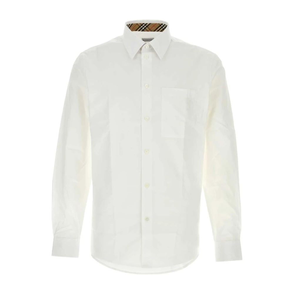 Burberry Men's White Formal Shirts, S, Knight Stamp And Check Shirt