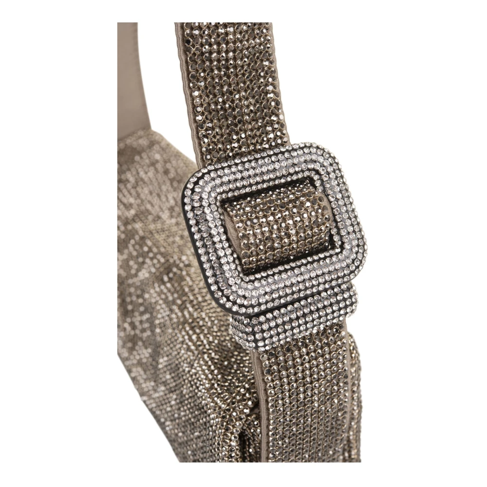 Benedetta Bruzziches Platinum Crystal Schoudertas Foldover Top Gray Dames