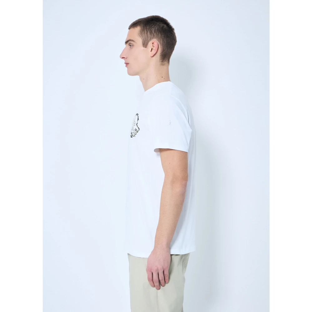 Moncler Katoenen Jersey Logo Motief T-Shirt White Heren