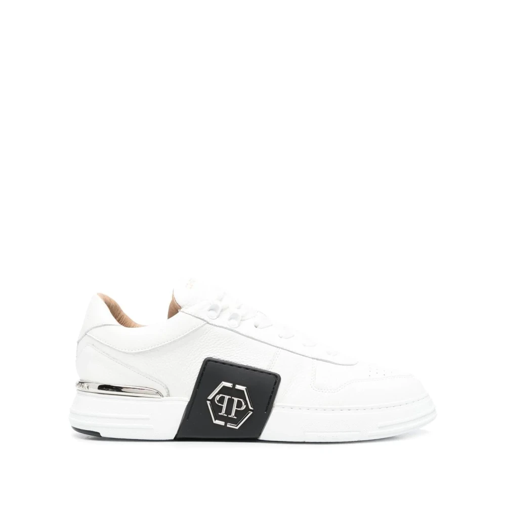 Philipp Plein Men's White Sneakers, 10 Uk, Hexagonal Low-Top Trainers