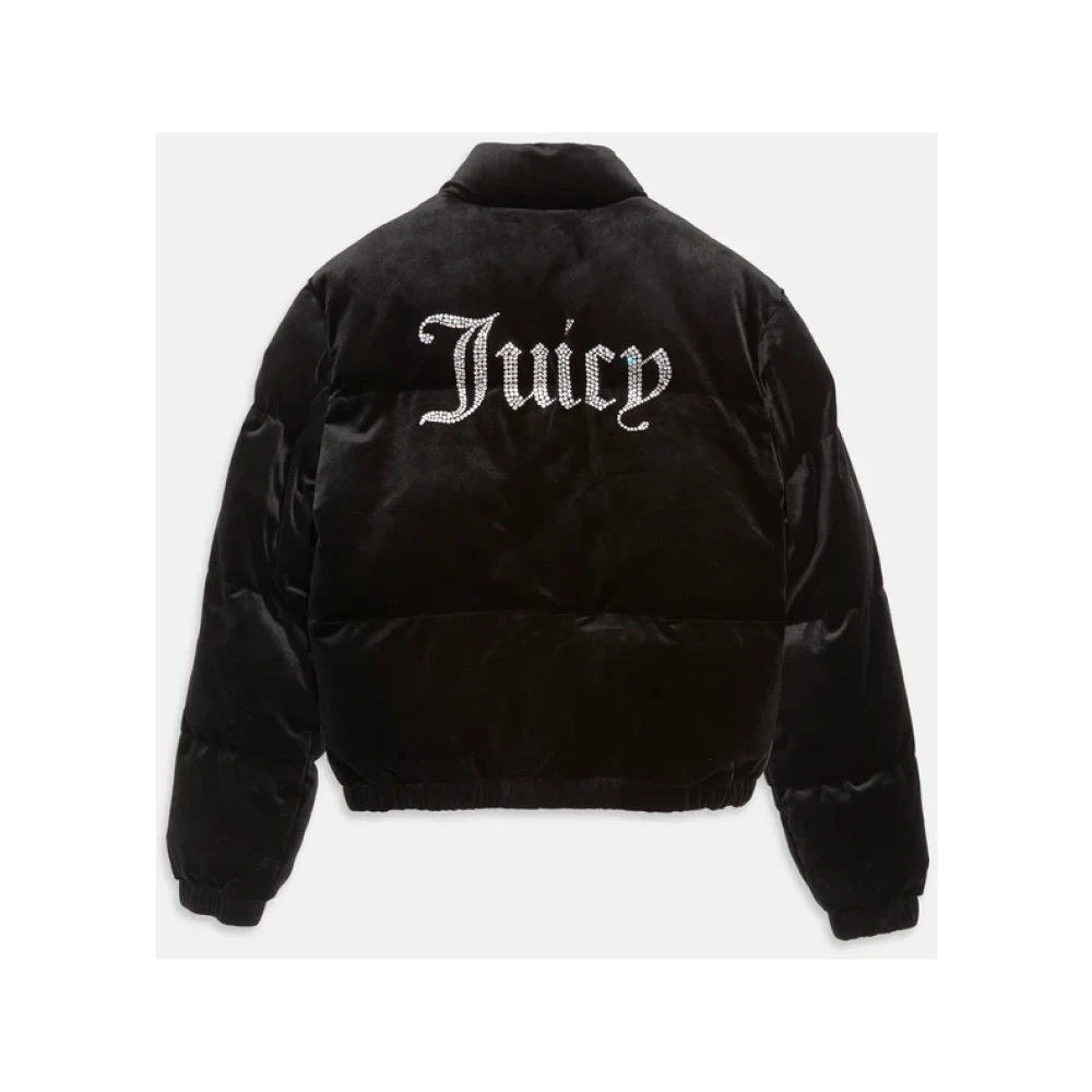 Juicy Couture Fluwelen Pufferjas met Trechterhals Black Dames