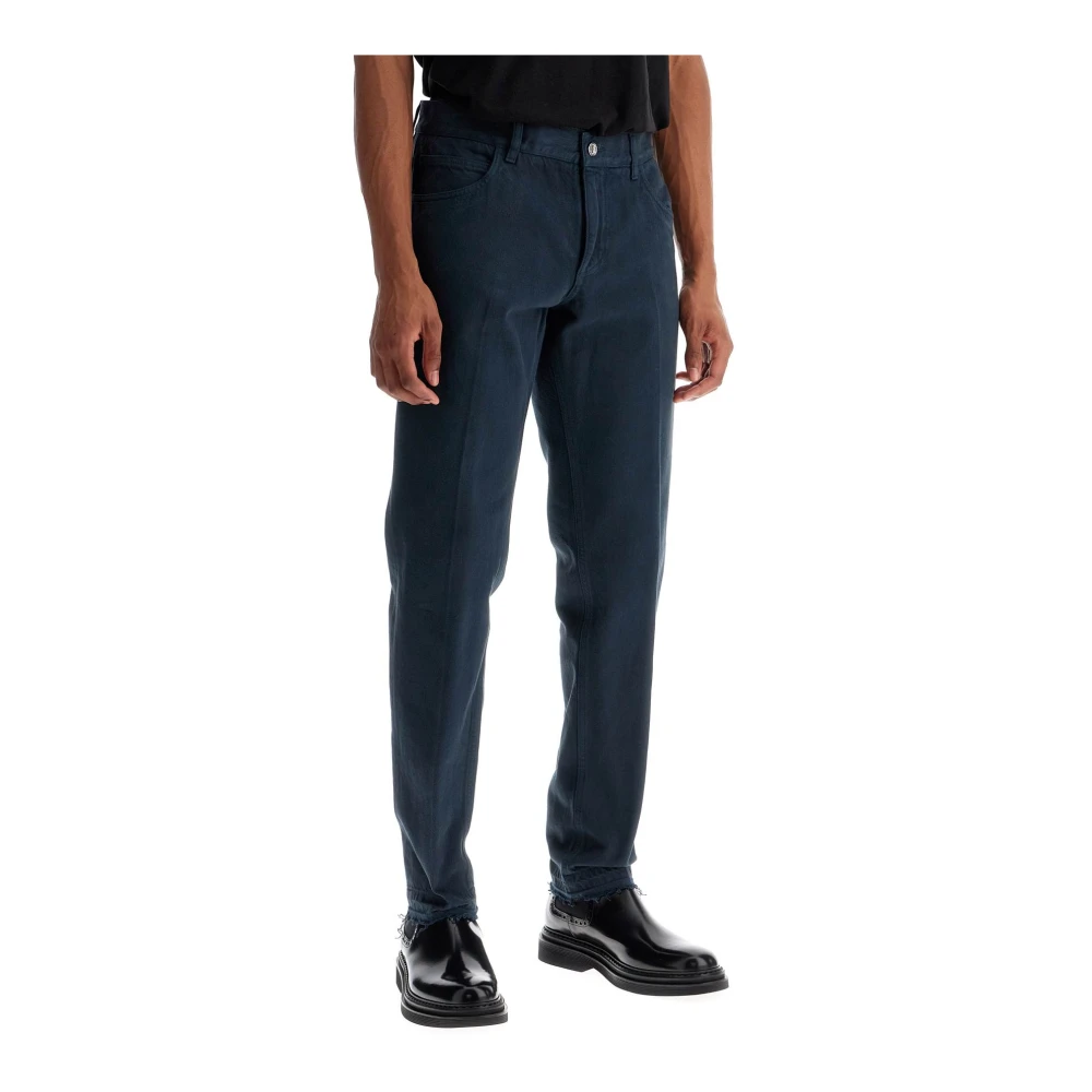 Dolce & Gabbana Donkerblauwe Regular Fit Jeans met Raffelzoom Blue Heren