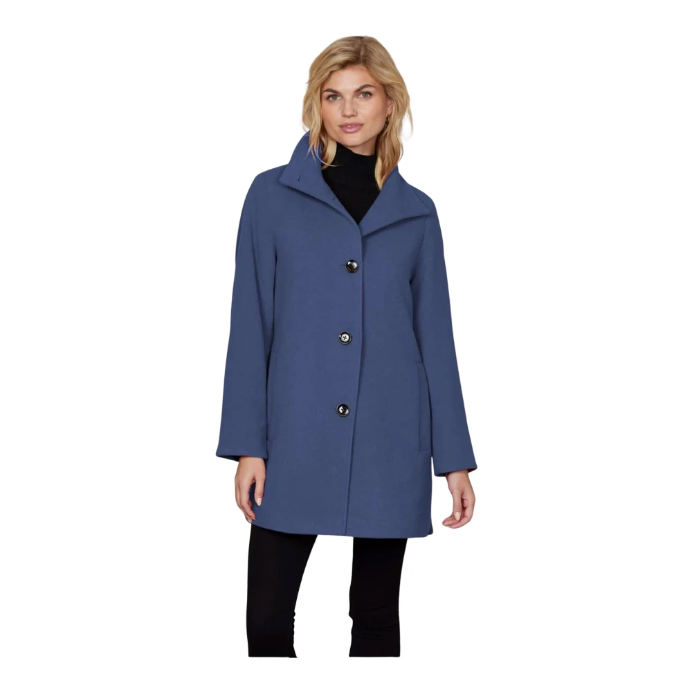 Junge Blue Elegant Wool Blend Jacket Dusty - Female - Single-Breasted Coats - Xl - Coats