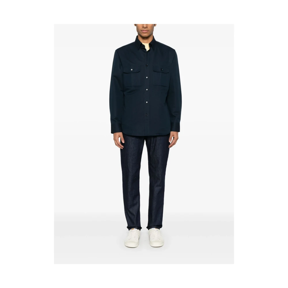 Brioni Navy Blue Button-Up Shirt Blue Heren