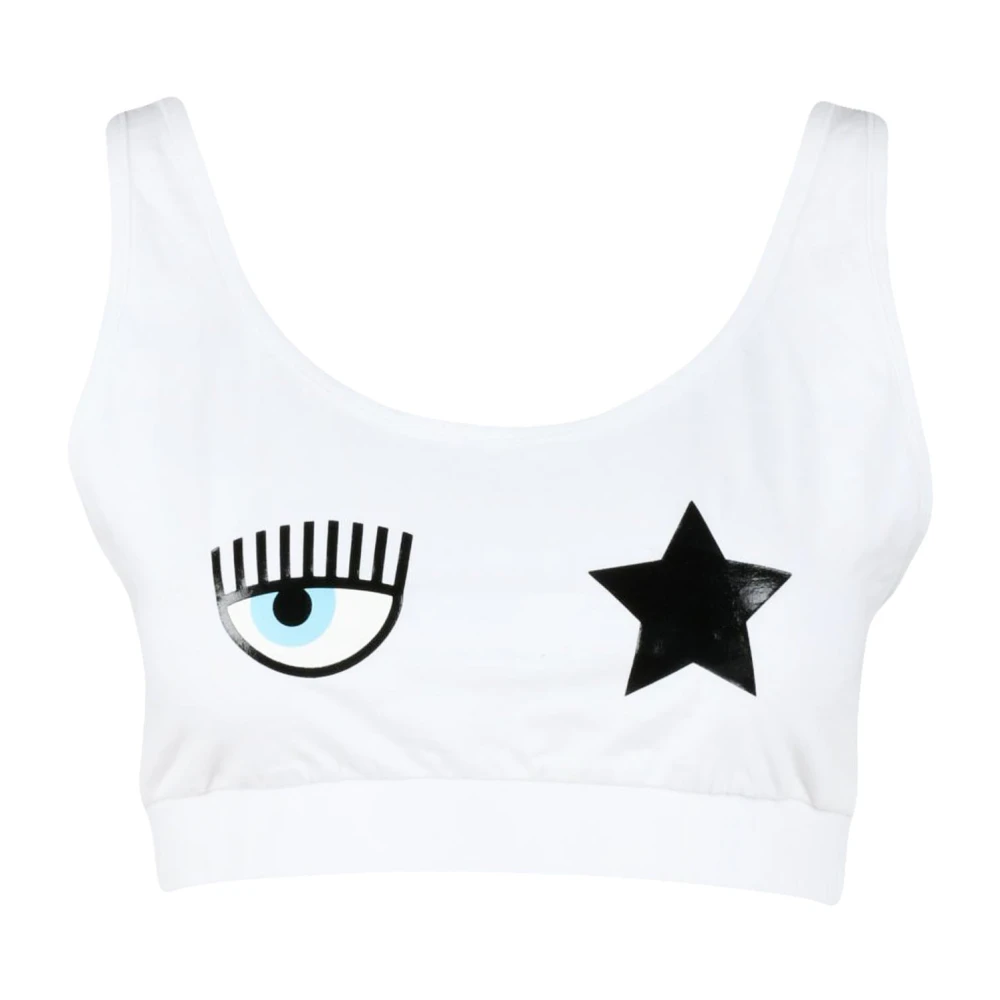 Chiara Ferragni Collection Katoen Elastaan Top White Dames