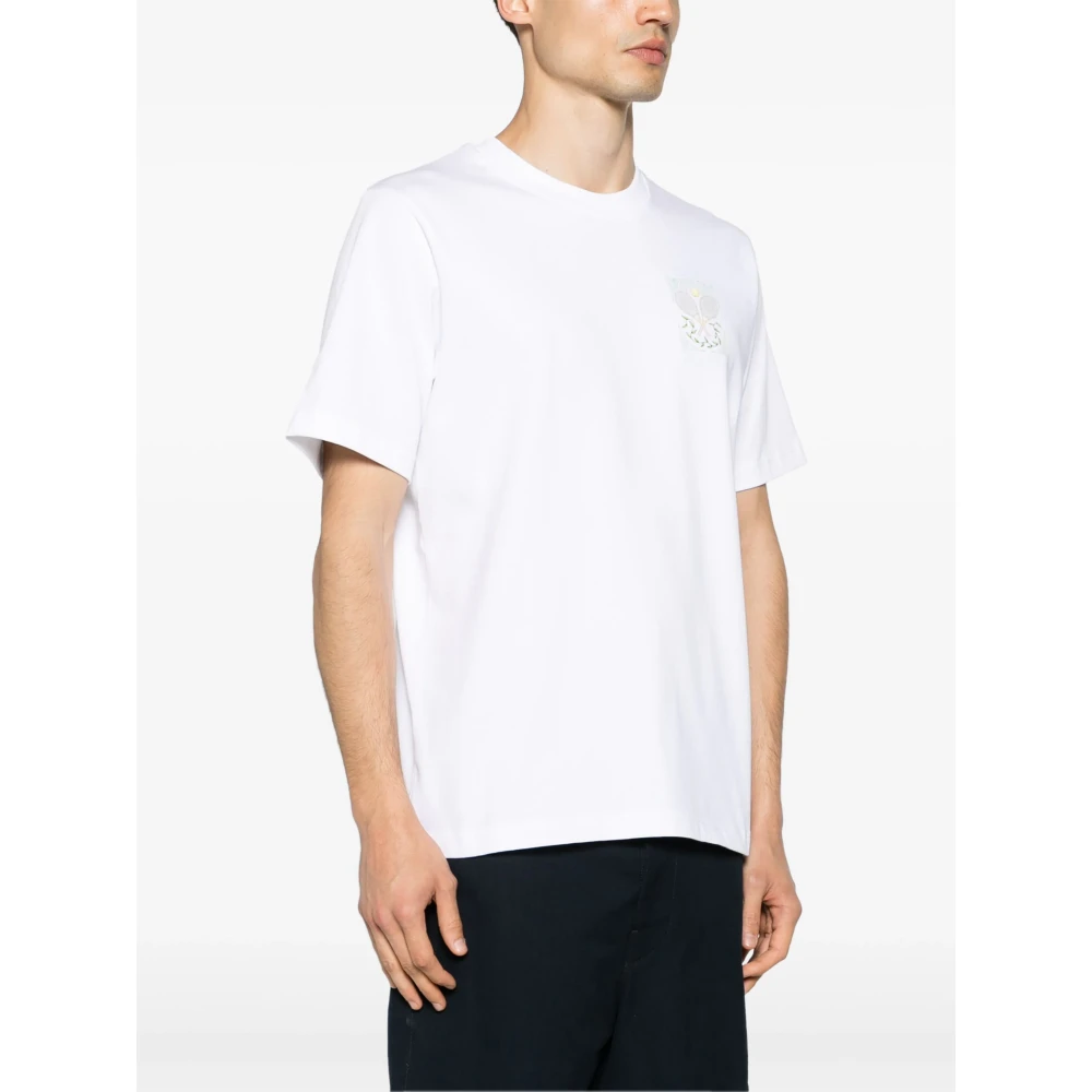 Casablanca Wit Logo Print Crewneck T-shirts White Heren