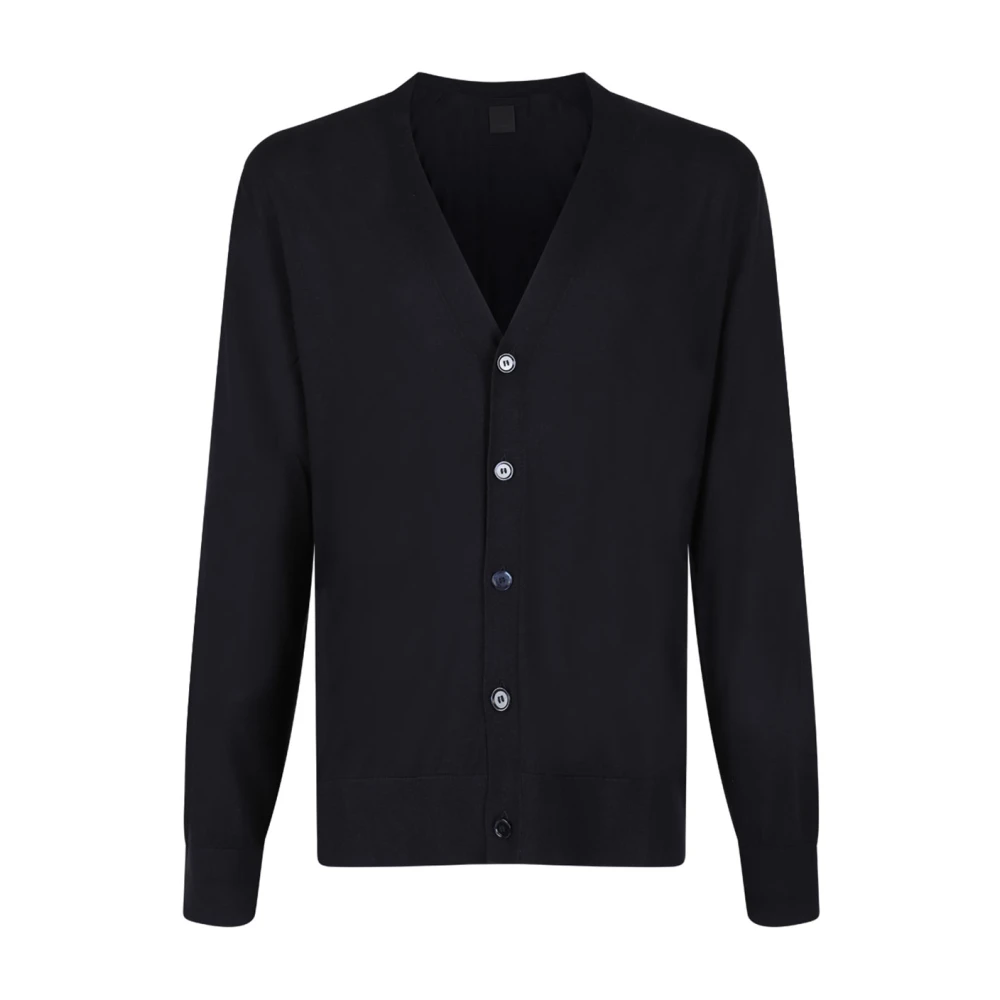 Givenchy Blauwe Sweater Cardigan Katoen Zijde V-Hals Blue Heren