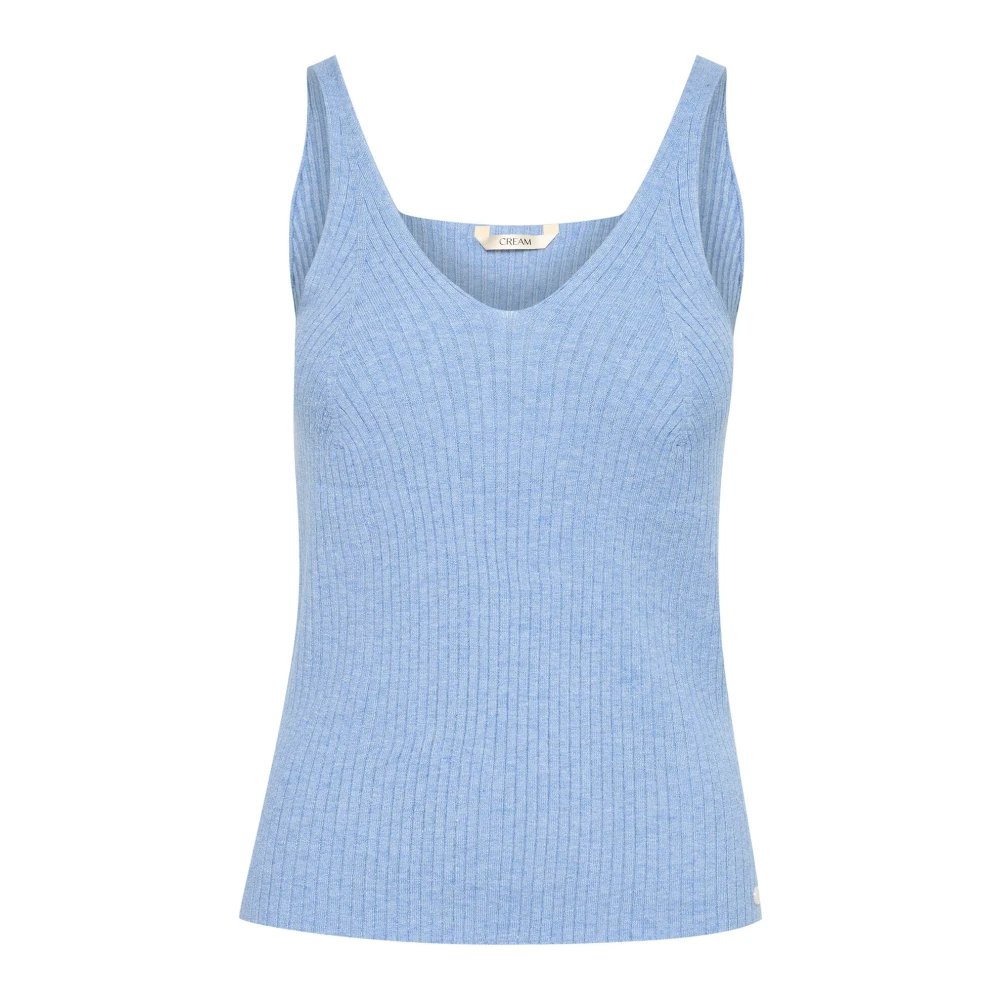 Cream Gebreide Top Marina Melange Stijlvol Blue Dames