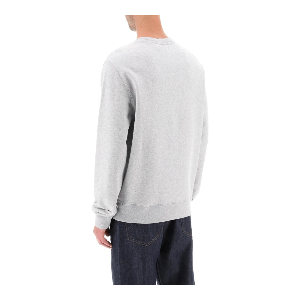 Maison Kitsuné Campus Fox Print Sweatshirt Gray Heren