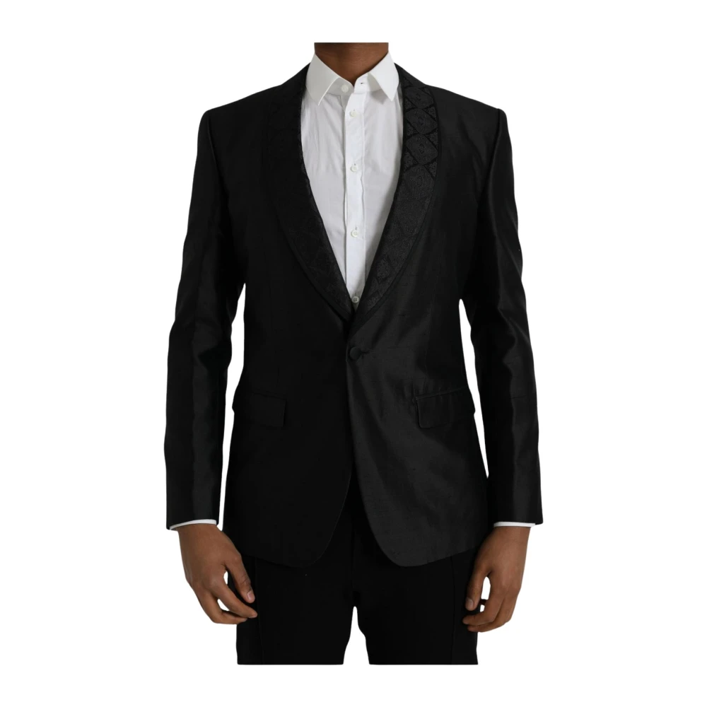 Dolce & Gabbana Silk Blend One-Button Blazer - Male - Blazers - Black - M - Suits - Image 3