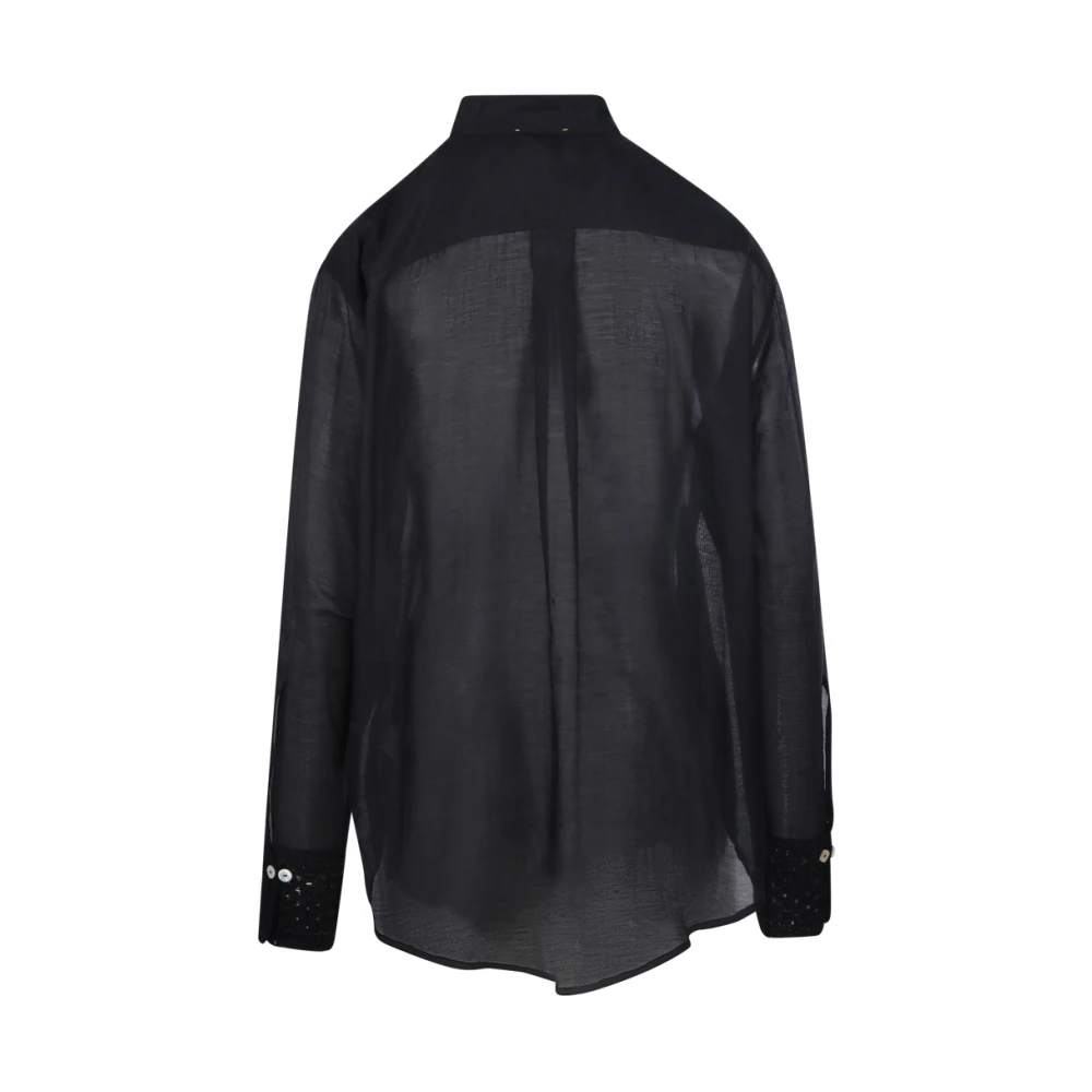 Forte Gehaakte Oversized Shirt Zwart Black Dames