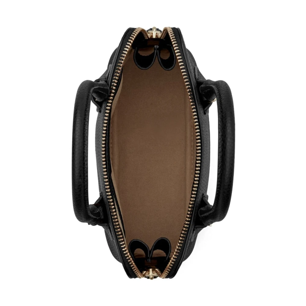 TORY BURCH Gestructureerde Leren Logo Charme Tas Black Dames