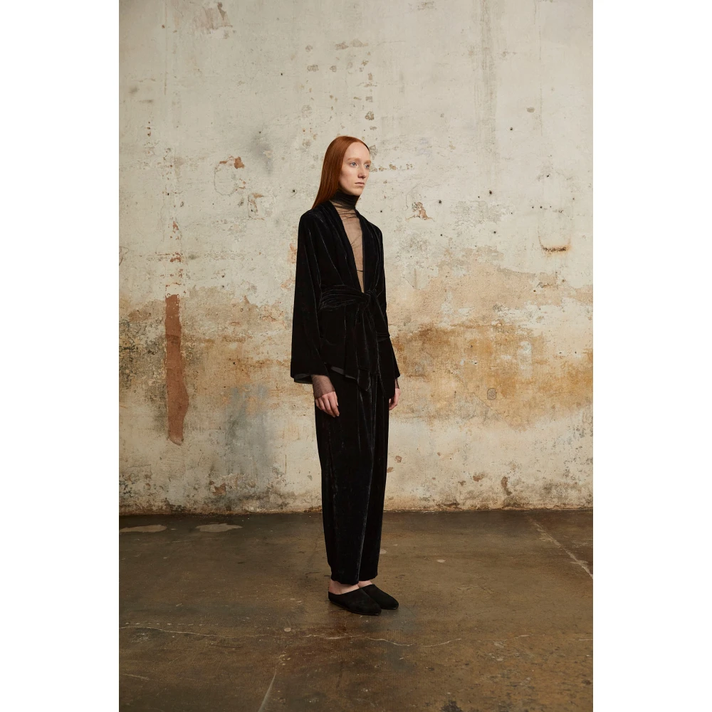 Cortana Roisin zwarte fluwelen broek Black Dames