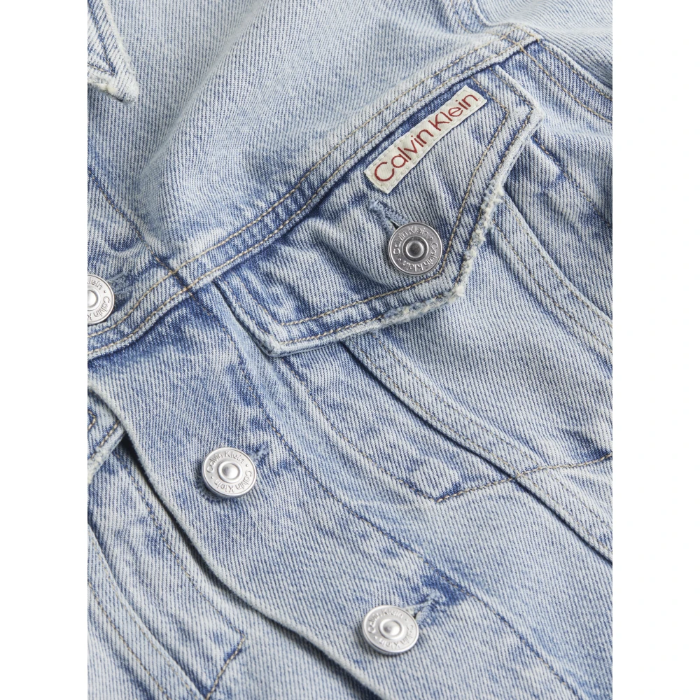 Calvin Klein Blauwe Denim Jas Rechte Snit Blue Dames