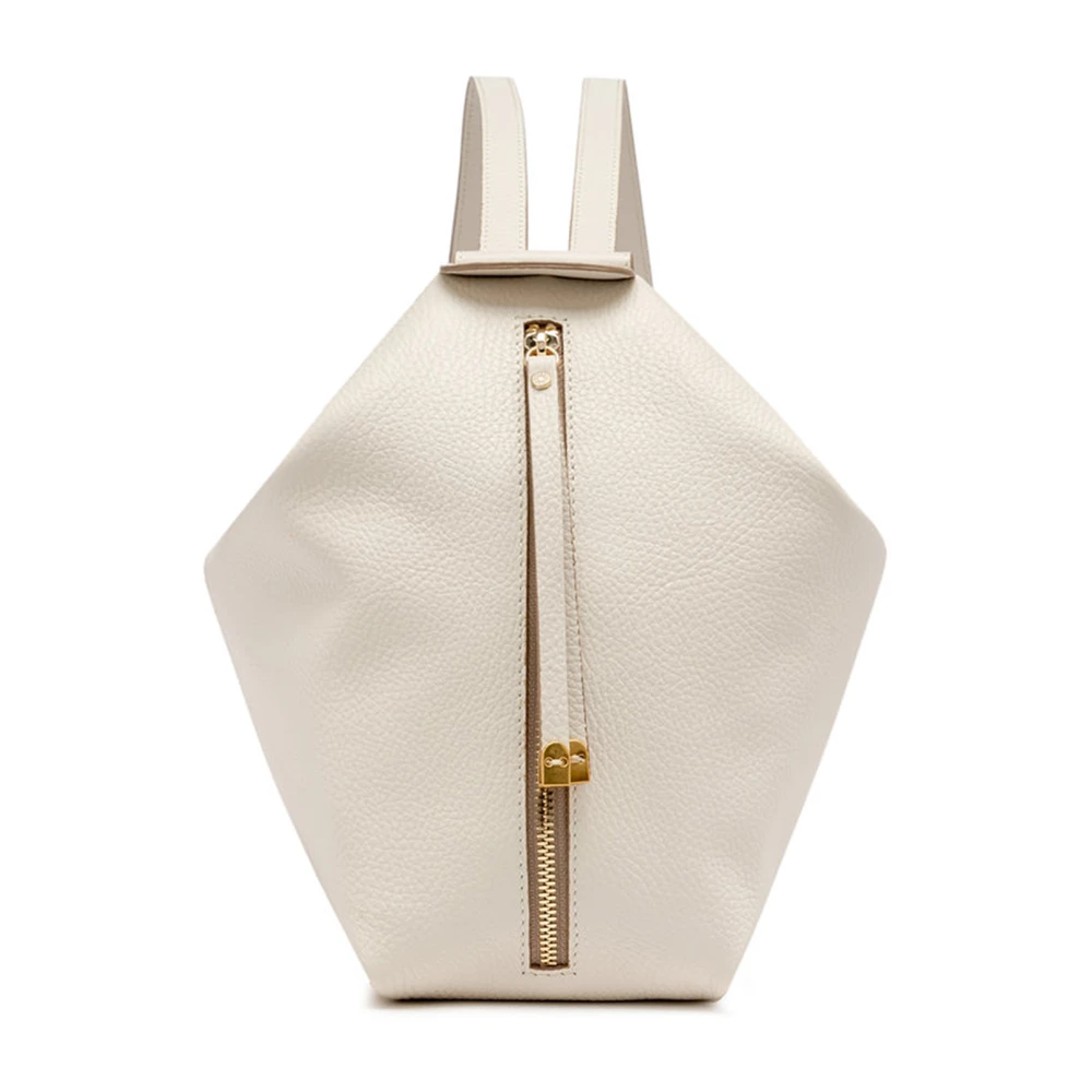 Gianni Chiarini Witte Gehamerd Leren Rugzak White Dames