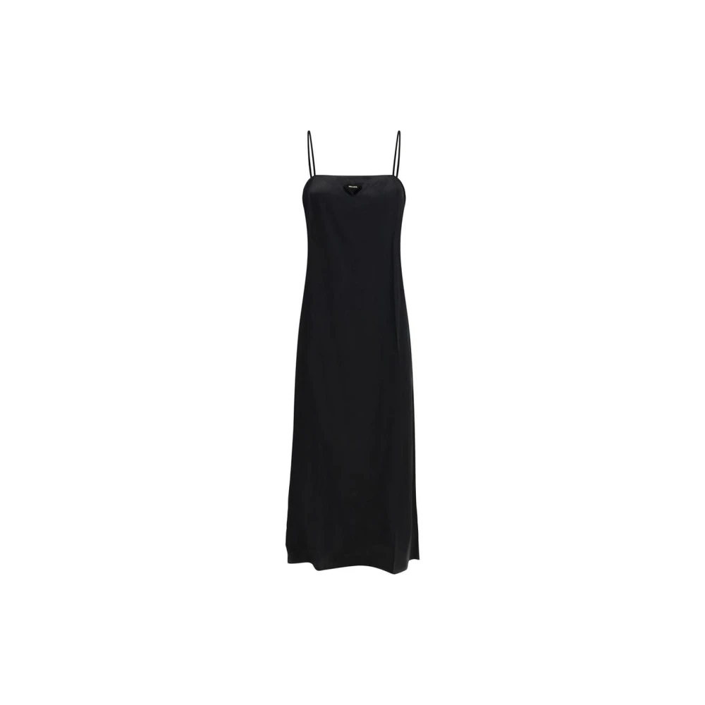Prada Zijden jurk met dunne bandjes Black Dames