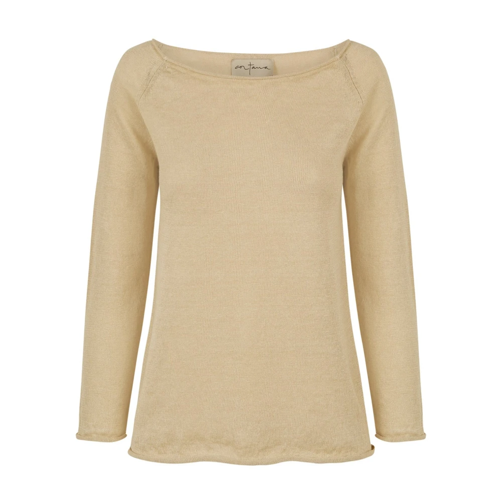 Cortana Rinen jersey en ruw linnenpunt Beige Dames