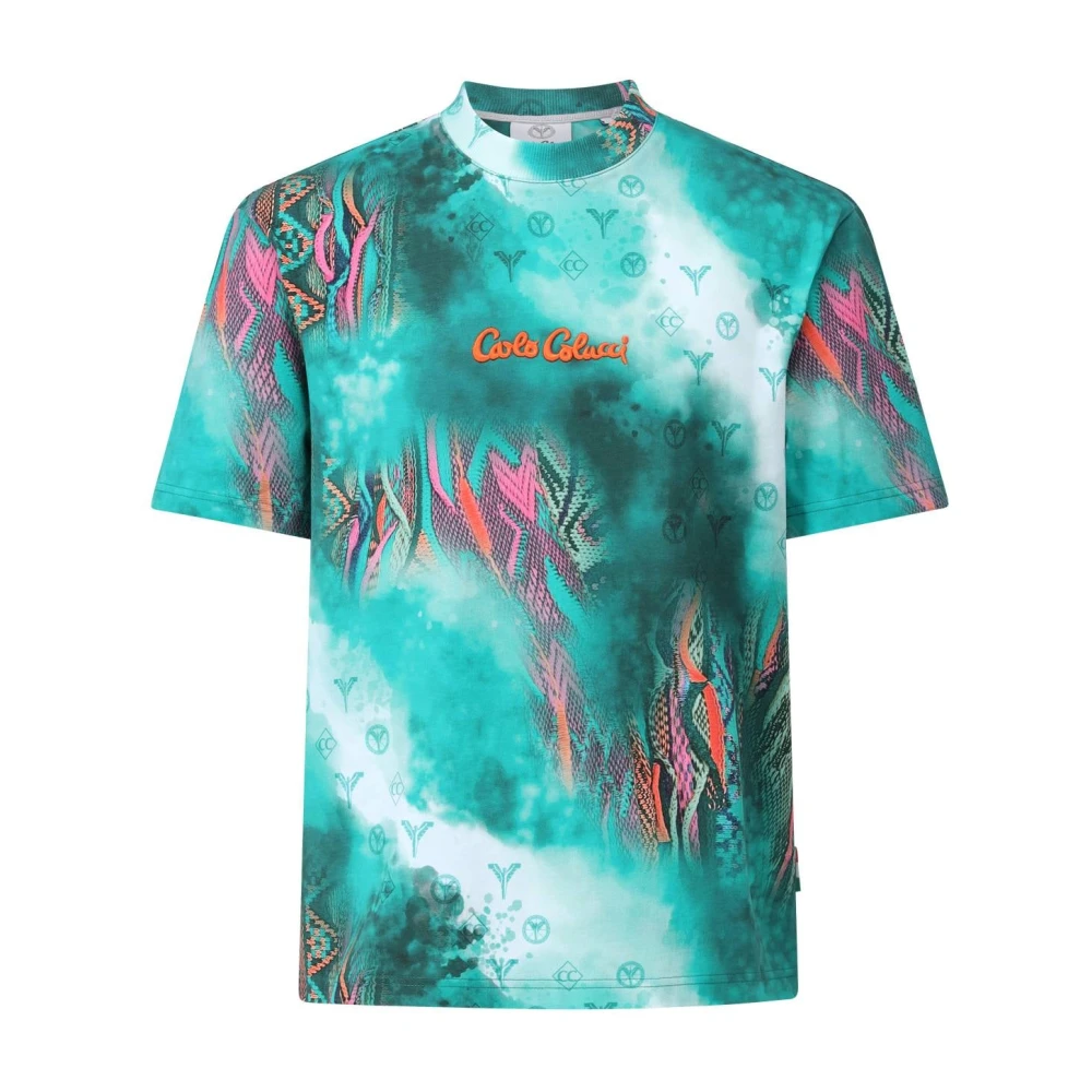 carlo colucci Abstract Oversized T-shirt met Logostiksel Multicolor Heren
