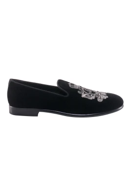 Velvet Loafers med broderad logotyp
